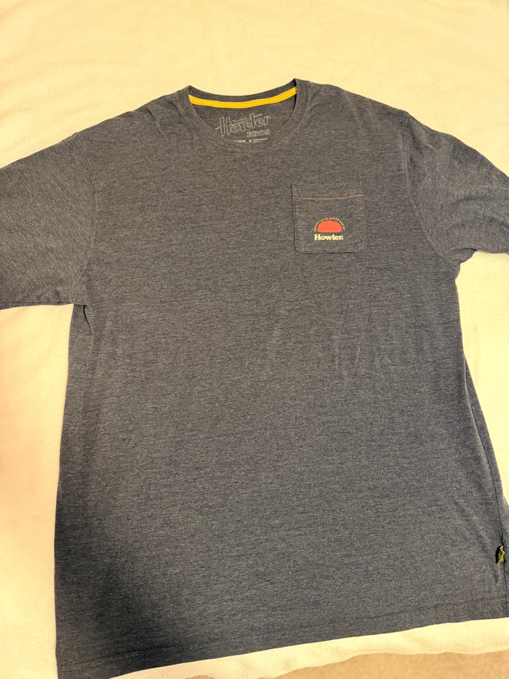 Howler Brothers Heather Navy Crewneck with Chest Pocket